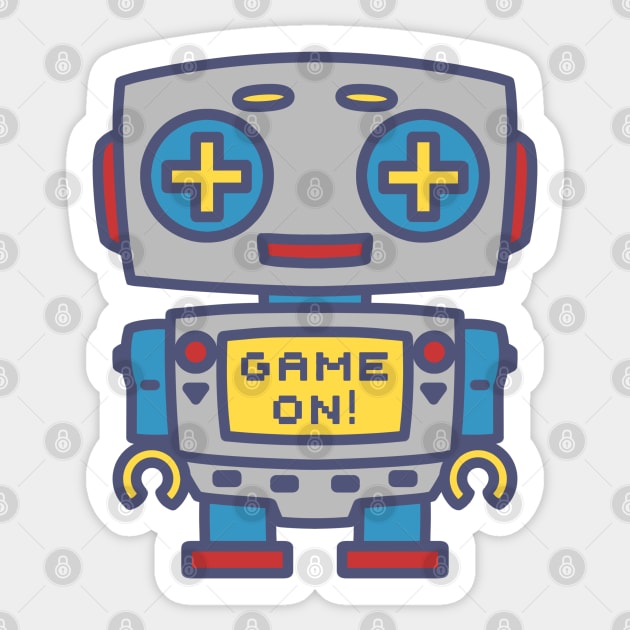 GAME ON classic robot Sticker by Red_Flare_Art